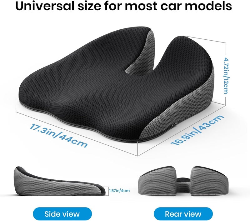 Benazcap Car Seat Cushion - Memory Foam Car Seat Pad - Sciatica & Lower Back Pain Relief - Car Seat Cushions for Driving - Road Trip Essentials for Drivers - Image 4